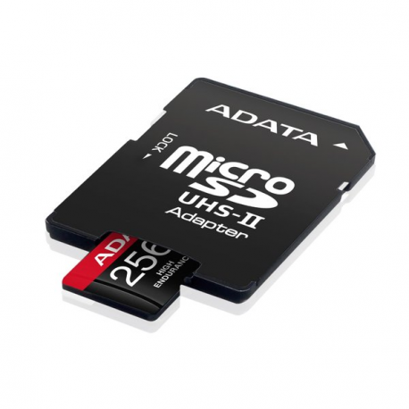 ADATA High Endurance - Flash memory card (microSDXC to SD adapter included) - 256 GB - A2 / Video Class V30 / UHS-I U3 / Class10 - microSDXC UHS-I - 11
