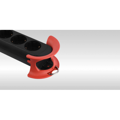 Bachmann HOOK Indoor - Power strip - output connectors: 5 (5 x power 2-pole) - 5 m cord - red - 2