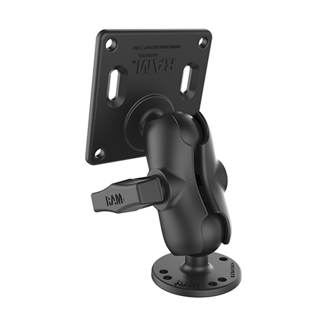 RAM - Mounting kit (mounting plate, 2.5" round base, double socket arm for C size 1.5" balls) - rubber, marine grade aluminium - mounting interface: 75 x 75 mm - surface mountable - 3
