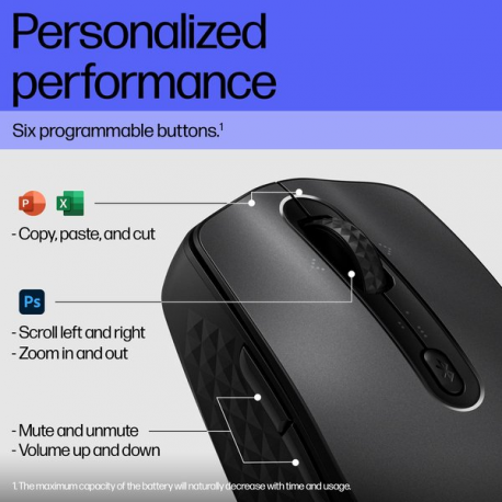 HP 695 - Mouse - Qi-Charging - 7 buttons - wireless - Bluetooth - black - 15