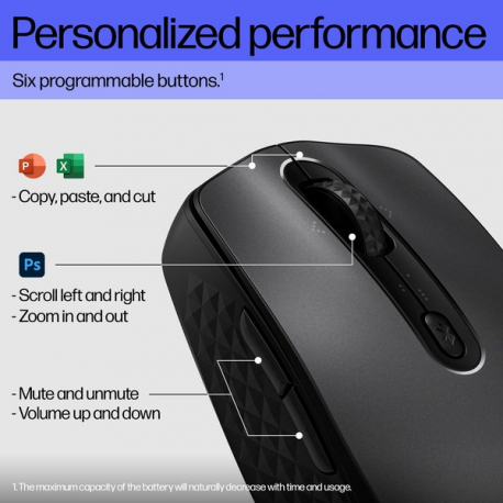 HP 695 - Mouse - Qi-Charging - 7 buttons - wireless - Bluetooth - black - 24