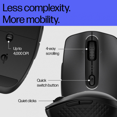 HP 695 - Mouse - Qi-Charging - 7 buttons - wireless - Bluetooth - black - 32