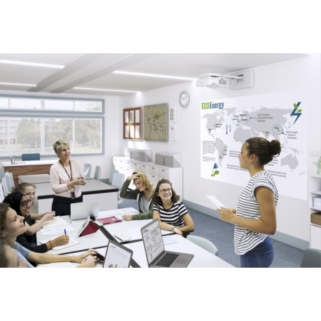 Epson EB-760WI - 3LCD projector - 4100 lumens (white) - 4100 lumens (colour) - WXGA (1280 x 800) - 16:10 - ultra short-throw lens - 802.11a / b / g / n / ac wireless  /  LAN /  Miracast - white - 12