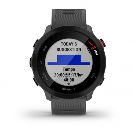 Garmin Forerunner 55 - Sport watch with band - silicone - display 1.04" - Bluetooth, ANT+ - 37 g - monterra grey - 1