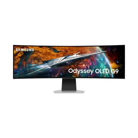 Samsung Odyssey OLED G9 S49CG954SU - G95SC Series - OLED monitor - Smart - gaming - curved - 49" - 5120 x 1440 UWQHD @ 240 Hz - 250 cd / m² - 1000000:1 - DisplayHDR 400 True Black - 0.03 ms - 2xUSB-C, Mini DisplayPort, Micro HDMI, HDMI - speakers - silver - 0