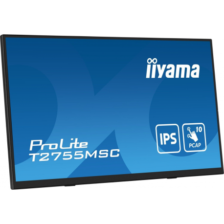 iiyama ProLite T2755MSC-B1 - LED monitor - 27" - touchscreen - 1920 x 1080 Full HD (1080p) @ 60 Hz - IPS - 400 cd / m² - 1000:1 - 5 ms - HDMI, DisplayPort - speakers - black, matte - 2