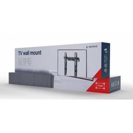 Gembird WM-42F-02 - Mounting kit (wall mount) - for LCD display - fixed - steel - black - screen size: 23"-42" - 4