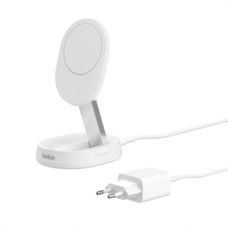 Belkin BoostCharge Pro - Wireless charging stand - magnetic + AC power adapter - 15 Watt - white - 2