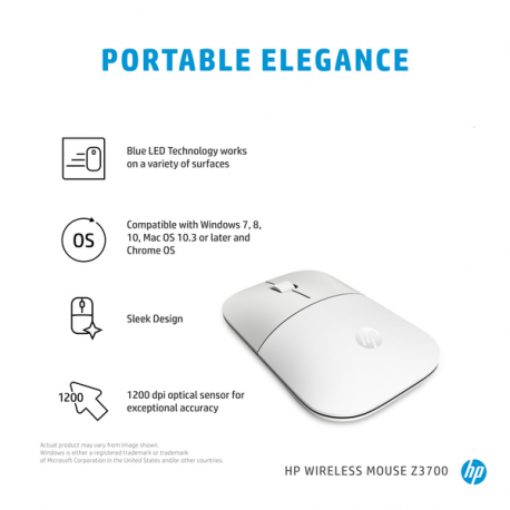 HP Z3700 - Mouse - wireless - 2.4 GHz - USB wireless receiver - ceramic white - 2