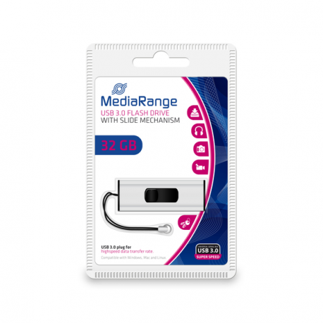 MediaRange SuperSpeed - USB flash drive - 32 GB - USB 3.0 - black / silver - 3