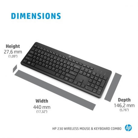 HP 230 - Keyboard and mouse set - wireless - 2.4 GHz - Estonian - white - 14