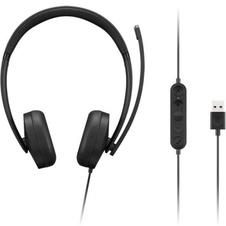 Lenovo Gen 2 - Headset - on-ear - wired - USB-A - black - 0