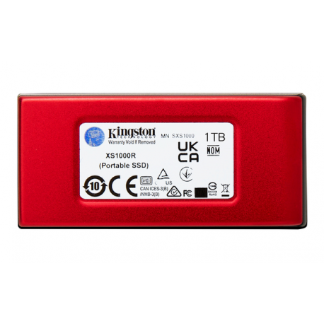 Kingston XS1000 - SSD - 1 TB - external (portable) - USB 3.2 Gen 2 (USB-C connector) - red - 4