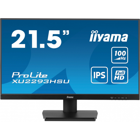 iiyama ProLite XU2293HS-B6 - LED monitor - 22" (21.5" viewable) - 1920 x 1080 Full HD (1080p) @ 100 Hz - IPS - 300 cd / m² - 1000:1 - 1 ms - HDMI, DisplayPort - speakers - matte, black - 0