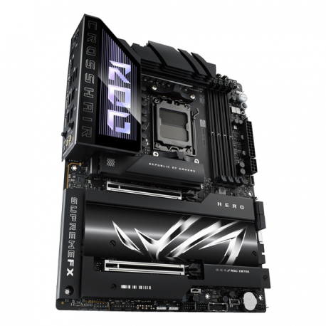 ASUS ROG CROSSHAIR X870E HERO - Motherboard - ATX - Socket AM5 - AMD X870E Chipset - USB4, USB 3.2 Gen 2, USB-C 3.2 Gen2, USB 3.2 Gen 1, USB-C 3.2 Gen 2x2 - Wi-Fi 7, Bluetooth, 5 Gigabit Ethernet - onboard graphics (CPU required) - HD Audio (8-channel) - 11