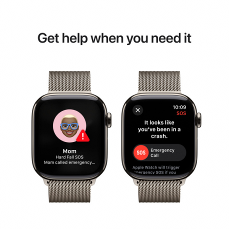 Apple Watch Series 10 (GPS + Cellular) - 42 mm - natural titanium - smart watch with milanese loop - stainless steel mesh - natural - wrist size: 130-180 mm - 64 GB - LTE, Wi-Fi 4, UWB, Bluetooth - 4G - 34.4 g - 5