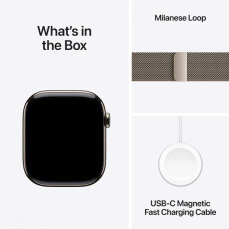 Apple Watch Series 10 (GPS + Cellular) - 46 mm - natural titanium - smart watch with milanese loop - stainless steel mesh - natural - band size: M / L - 64 GB - LTE, Wi-Fi 4, UWB, Bluetooth - 4G - 41.7 g - 8