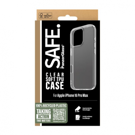 SAFE. by PanzerGlass - Back cover for mobile phone - thermoplastic polyurethane (TPU) - transparent - for Apple iPhone 16 Pro Max - 2