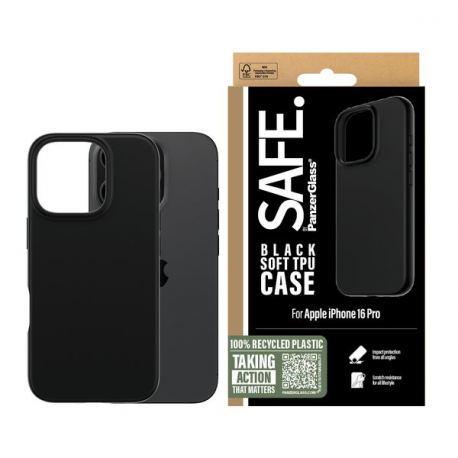 SAFE. by PanzerGlass - Back cover for mobile phone - thermoplastic polyurethane (TPU) - black - for Apple iPhone 16 Pro - 1