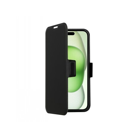 Screenor Clever - Flip cover for mobile phone - MagSafe compatibility - eco-leather, thermoplastic polyurethane (TPU) - black - for Apple iPhone 16 Plus - 0