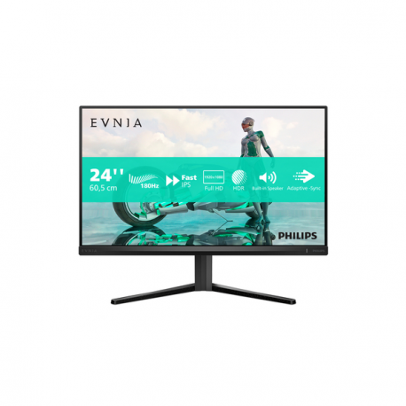 Philips Evnia 3000 24M2N3200S - LED monitor - gaming - 24" (23.8" viewable) - 1920 x 1080 Full HD (1080p) @ 180 Hz - IPS - 300 cd / m² - 1000:1 - HDR10 - 0.5 ms - 2xHDMI, DisplayPort - speakers - charcoal - 6
