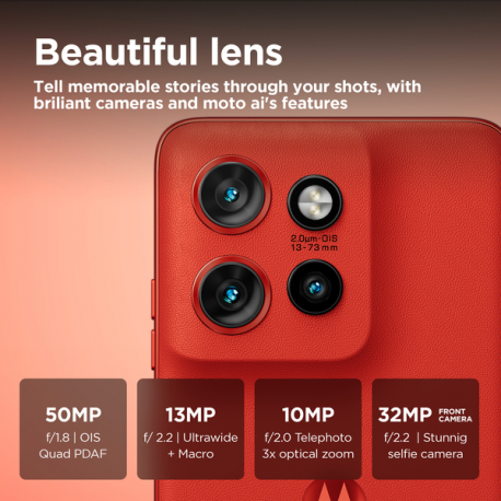 Motorola Edge 50 Neo - 5G smartphone - dual-SIM - RAM 12 GB  /  Internal Memory 512 GB - pOLED display - 6.4" - 2670 x 1220 pixels (120 Hz) - 3x rear cameras 50 MP, 13 MP, 10 MP - front camera 32 MP - pantone poinciana - 2