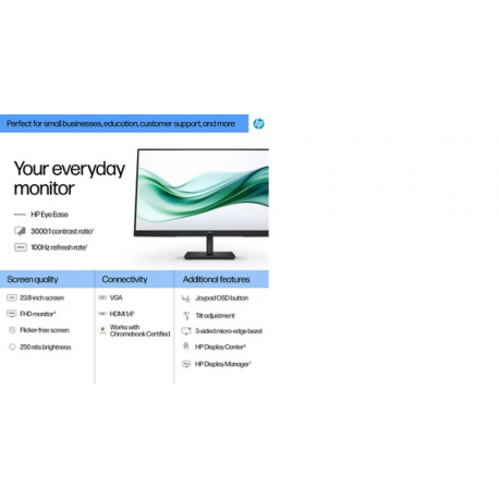 HP 324pv - Series 3 Pro - LED monitor - 24" (23.8" viewable) - 1920 x 1080 Full HD (1080p) @ 100 Hz - VA - 250 cd/m² - 3000:1 - 5 ms - HDMI, VGA - black - 18