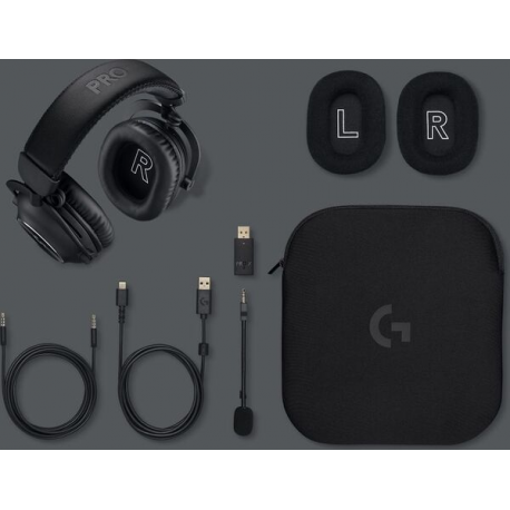 Logitech G Pro X 2 - Headset - full size - Bluetooth / LIGHTSPEED - wireless, wired - 3.5 mm jack - noise isolating - black - 5