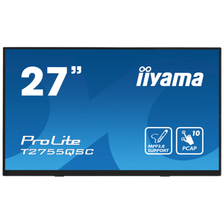 iiyama ProLite T2755QSC-B1 - LED monitor - 27" - touchscreen - 2560 x 1440 WQHD @ 75 Hz - IPS - 400 cd / m² - 1000:1 - 5 ms - HDMI, DisplayPort - speakers - matte black - 1