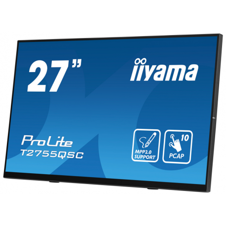 iiyama ProLite T2755QSC-B1 - LED monitor - 27" - touchscreen - 2560 x 1440 WQHD @ 75 Hz - IPS - 400 cd / m² - 1000:1 - 5 ms - HDMI, DisplayPort - speakers - matte black - 6