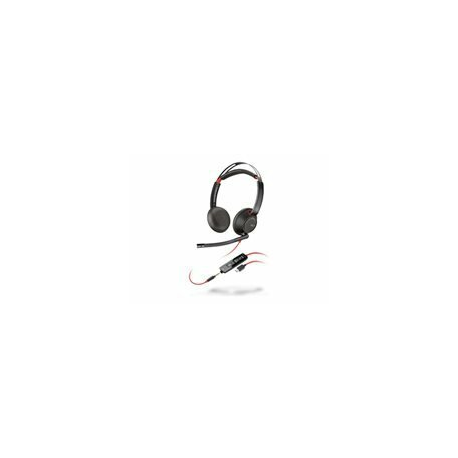 Poly Blackwire 5220 - Blackwire 5200 series - headset - on-ear - wired - active noise cancelling - 3.5 mm jack, USB-C - black - Certified for Skype for Business, Zoom Certified, Certified for Microsoft Teams, Avaya Certified, Cisco Jabber Certified, Works With Chromebook Certified, UC certified - 0