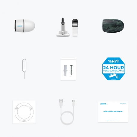 Reolink Go Series Plus - Network surveillance camera - bullet - weatherproof - colour (Day&Night) - 4 MP - 2560 x 1440 - 2K - fixed focal - audio - wireless - 4G, 3G, LTE, WCDMA, HSPA+, UMTS - H.265 - DC 5 V - 2