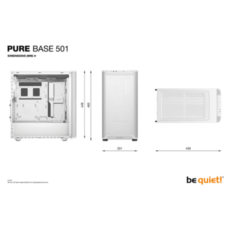 be quiet! Pure Base 501 Airflow Window - Midi-tower - ATX - windowed side panel (tempered glass) - no power supply (ATX / PS/2) - white - USB/Audio - 5