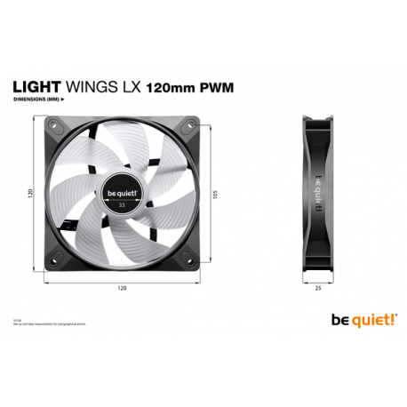 be quiet! Light Wings LX - Case fan - PWM - 120 mm - black - 6