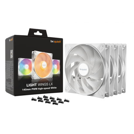be quiet! Light Wings LX - Case fan - PWM high-speed - 140 mm - white (pack of 3) - 1