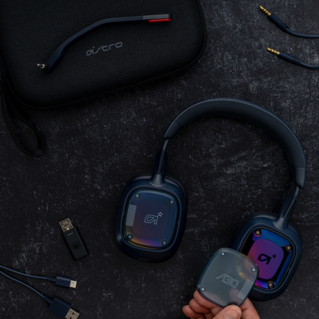 ASTRO Gaming A30 - Headset - full size - Bluetooth  /  LIGHTSPEED - wireless, wired - 3.5 mm jack, USB-A via Bluetooth adapter - navy - 6