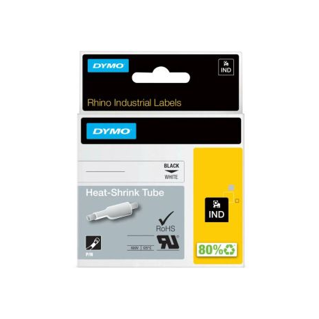 DYMO IND - Adhesive - black on white - Roll (0.9 cm x 1 m) 1 roll(s) tubing label cartridge - for Rhino 4200, 4200 Kit, 5200, 5200 Hard Case Kit - 0