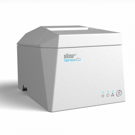 Star TSP100 Series TSP143IV X4 - Receipt printer - direct thermal - Roll (8 cm) - 203 dpi - up to 250 mm / sec - LAN, USB-C, USB, Bluetooth, Wi-Fi - cutter - white - 0