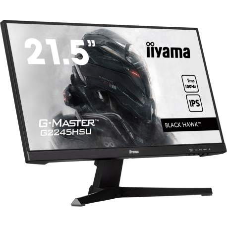 iiyama G-MASTER Black Hawk G2245HSU-B2 - LED monitor - 22" (21.5" viewable) - 1920 x 1080 Full HD (1080p) @ 100 Hz - IPS - 300 cd/m² - 1000:1 - 1 ms - HDMI, DisplayPort - speakers - matte black - 3