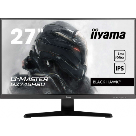 iiyama G-MASTER Black Hawk G2745HSU-B2 - LED monitor - 27" - 1920 x 1080 Full HD (1080p) @ 100 Hz - IPS - 300 cd/m² - 1300:1 - 1 ms - HDMI, DisplayPort - speakers - matte black - 0