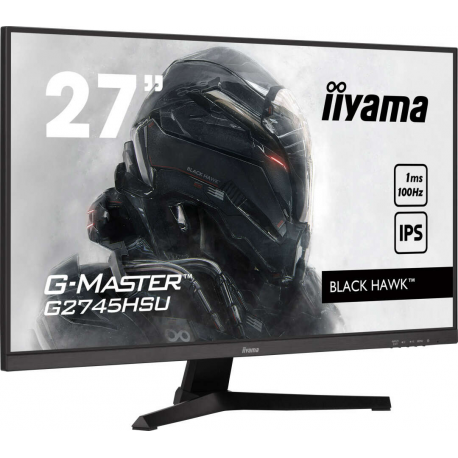 iiyama G-MASTER Black Hawk G2745HSU-B2 - LED monitor - 27" - 1920 x 1080 Full HD (1080p) @ 100 Hz - IPS - 300 cd/m² - 1300:1 - 1 ms - HDMI, DisplayPort - speakers - matte black - 1