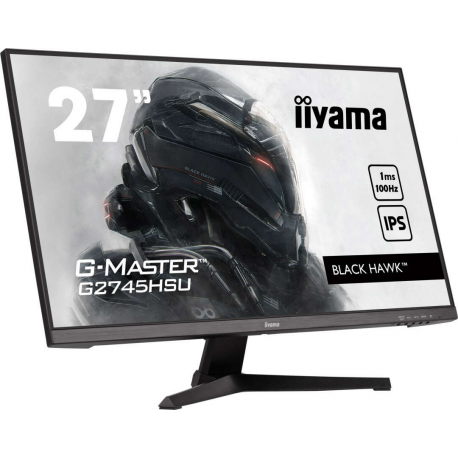 iiyama G-MASTER Black Hawk G2745HSU-B2 - LED monitor - 27" - 1920 x 1080 Full HD (1080p) @ 100 Hz - IPS - 300 cd/m² - 1300:1 - 1 ms - HDMI, DisplayPort - speakers - matte black - 3