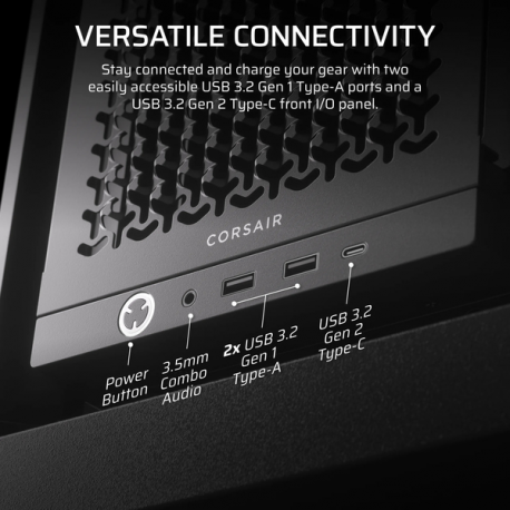 CORSAIR FRAME 4000D - Mid tower - extended ATX - windowed side panel (tempered glass) - no power supply (ATX) - black - USB/Audio - 6