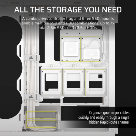 CORSAIR iCUE LINK 5000T LX RGB - Mid tower gaming - extended ATX - windowed side panel (tempered glass) - no power supply (ATX) - white - USB/Audio - 7
