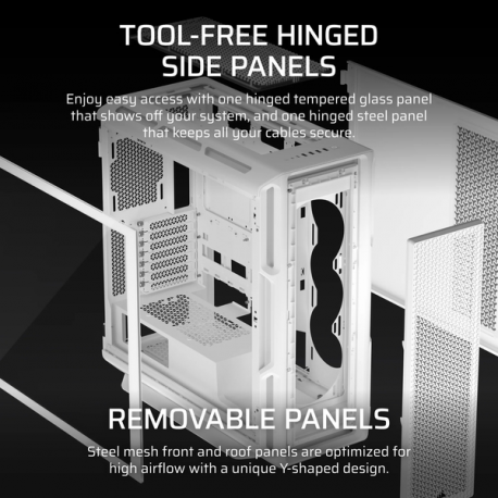 CORSAIR 5000T - Mid tower - extended ATX - windowed side panel (tempered glass) - no power supply (ATX) - white - USB/Audio - 3