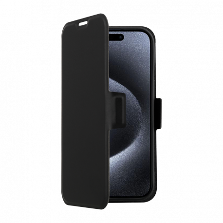 Screenor Clever - Flip cover for mobile phone - MagSafe compatibility - eco-leather, thermoplastic polyurethane (TPU) - black - for Apple iPhone 16 Pro - 2