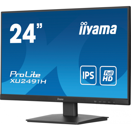 iiyama ProLite XU2491H-B1 - LED monitor - 24" (23.8" viewable) - 1920 x 1080 Full HD (1080p) @ 100 Hz - IPS - 300 cd/m² - 1300:1 - 0.5 ms - HDMI, DisplayPort - matte, black - 3