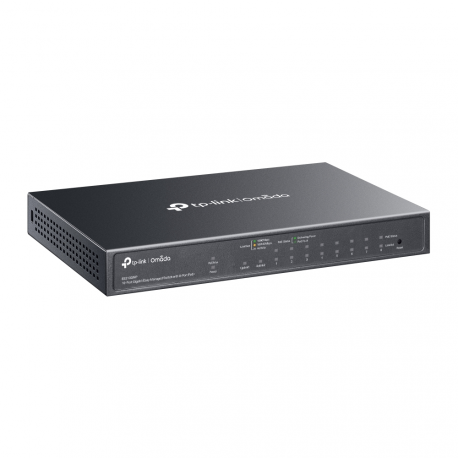 TP-Link Omada ES210GMP V1 - Switch - Managed - 8 x 10 / 100 / 1000 (PoE+) + 1 x 10 / 100 / 1000 + 1 x combo Gigabit SFP / RJ-45 (uplink) - desktop, wall-mountable - PoE+ (123 W) - 2