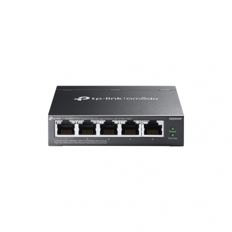 TP-Link Omada ES205GP V1 - Switch - Managed - 4 x 10 / 100 / 1000 (PoE+) + 1 x 10 / 100 / 1000 - desktop, wall-mountable - PoE+ (65 W) - 0