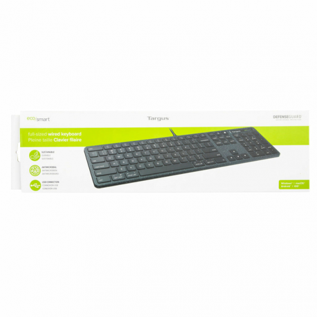 Targus EcoSmart - Keyboard - full size - antimicrobial - USB - QWERTY - Nordic - black - 2